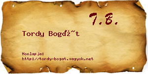 Tordy Bogát névjegykártya